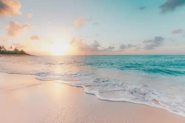 The beach at sunset