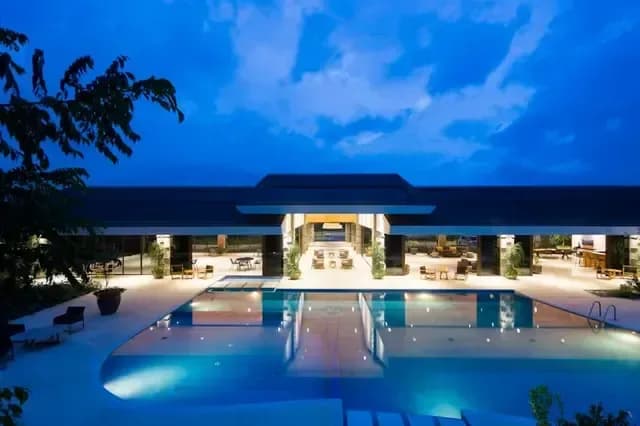 The facade at blue hour