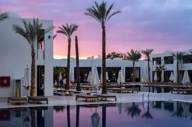 The pool at dusk