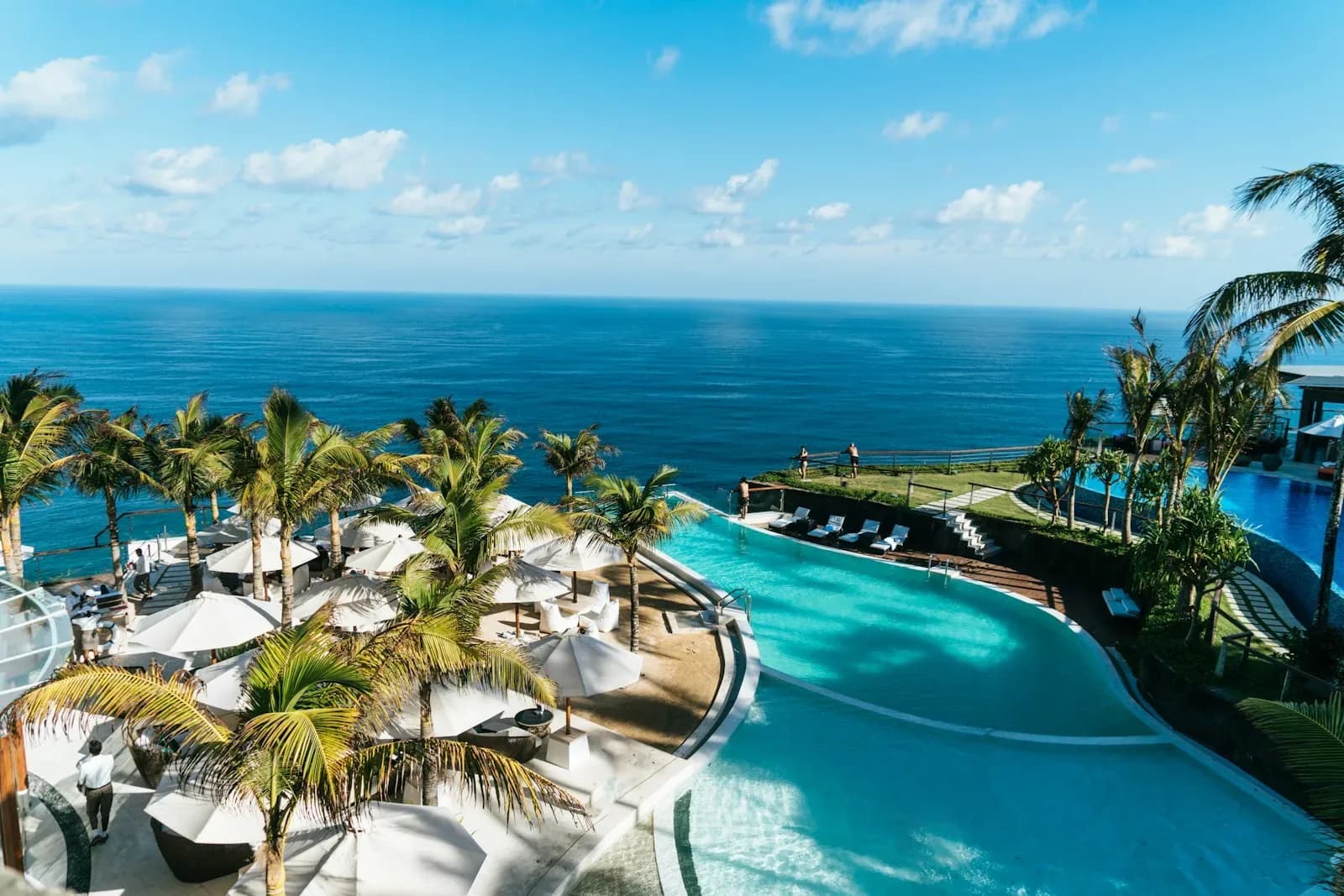 The clifftop infinity pool at Ora Grands overlooking the Arabian Sea